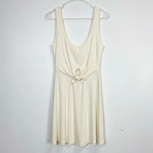L*Space Topanga Dress Womens Small Ivory Ribbed Fit Flare A-Line Scoop Cutout